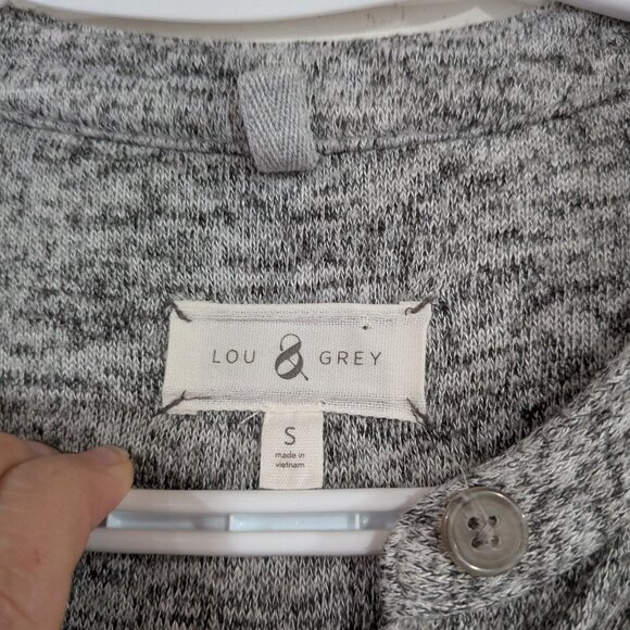 Lou & Grey Drawstring Long Sleeve Dress Space Dye Heather Grey Size Small - Picture 2 of 4